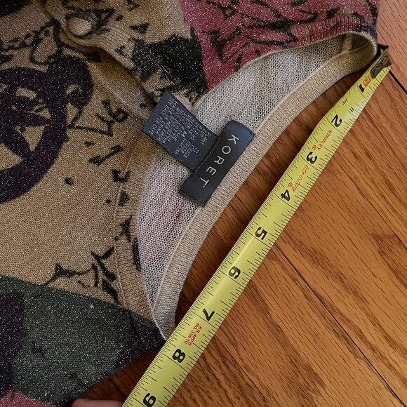 VINTAGE KORET Multicolor & Gold Weave Cardigan Sweater. Oh wow, is this pretty! - Picture 13 of 16